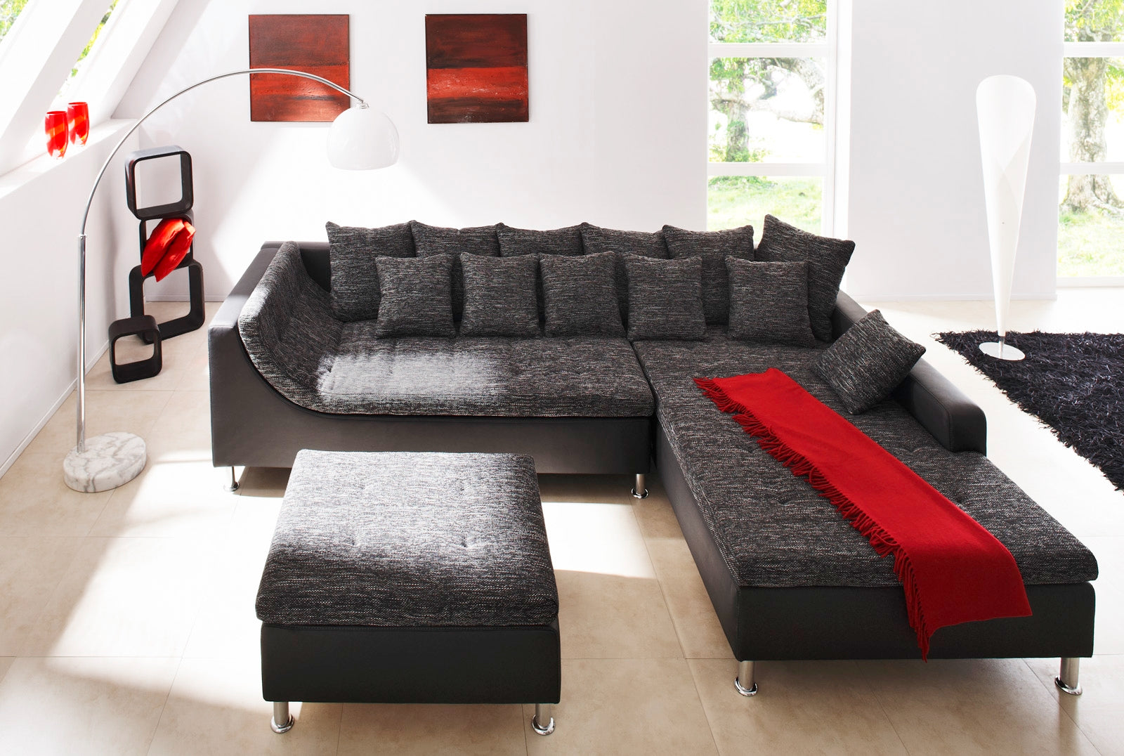 Sylvie puff (antracit-fekete) - Marco Mobili Bútoráruház - puff